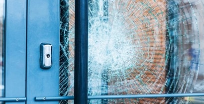 Smashed window in Cobham